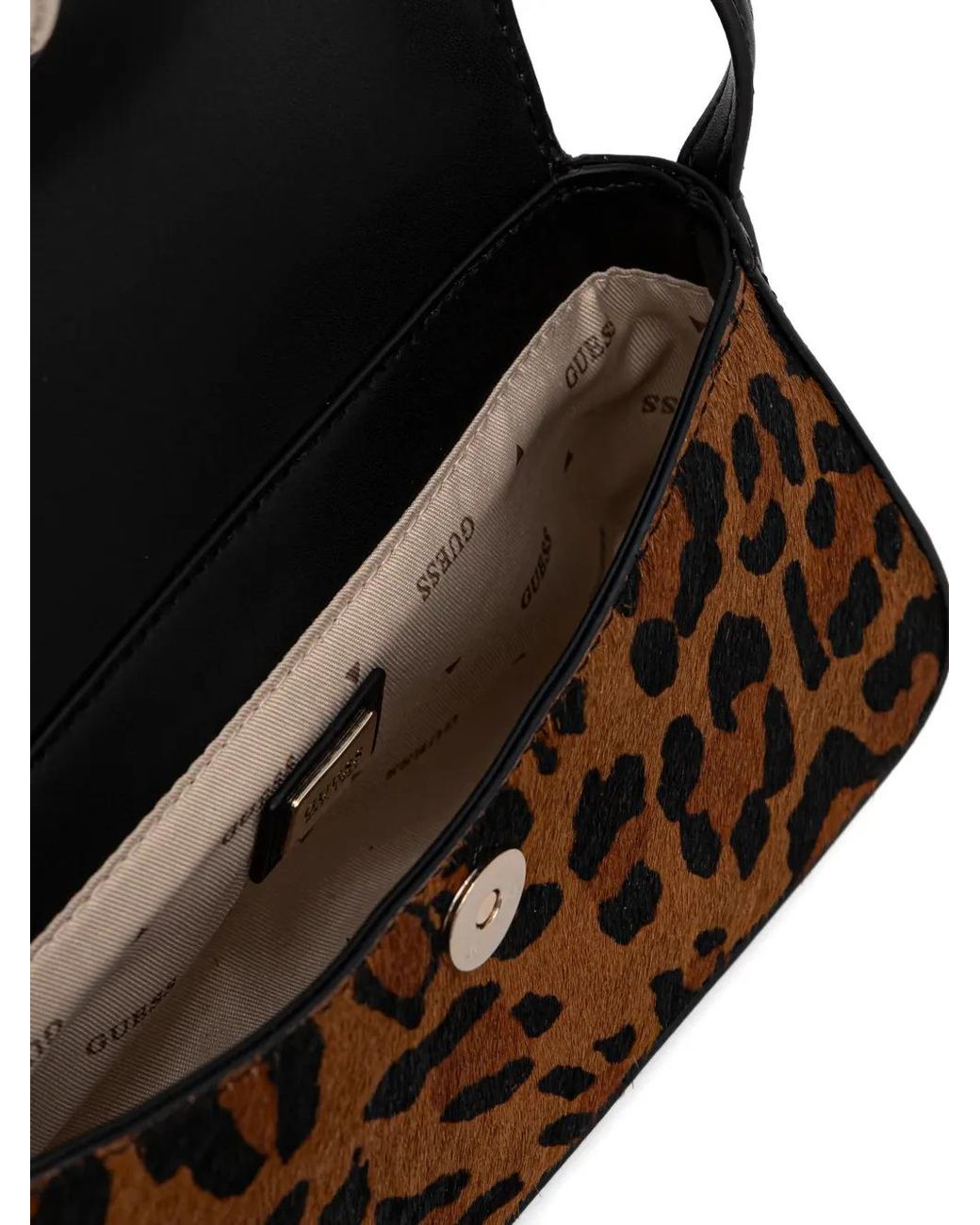 Guess Brown Domitilla Leopard-Print Shoulder Bag