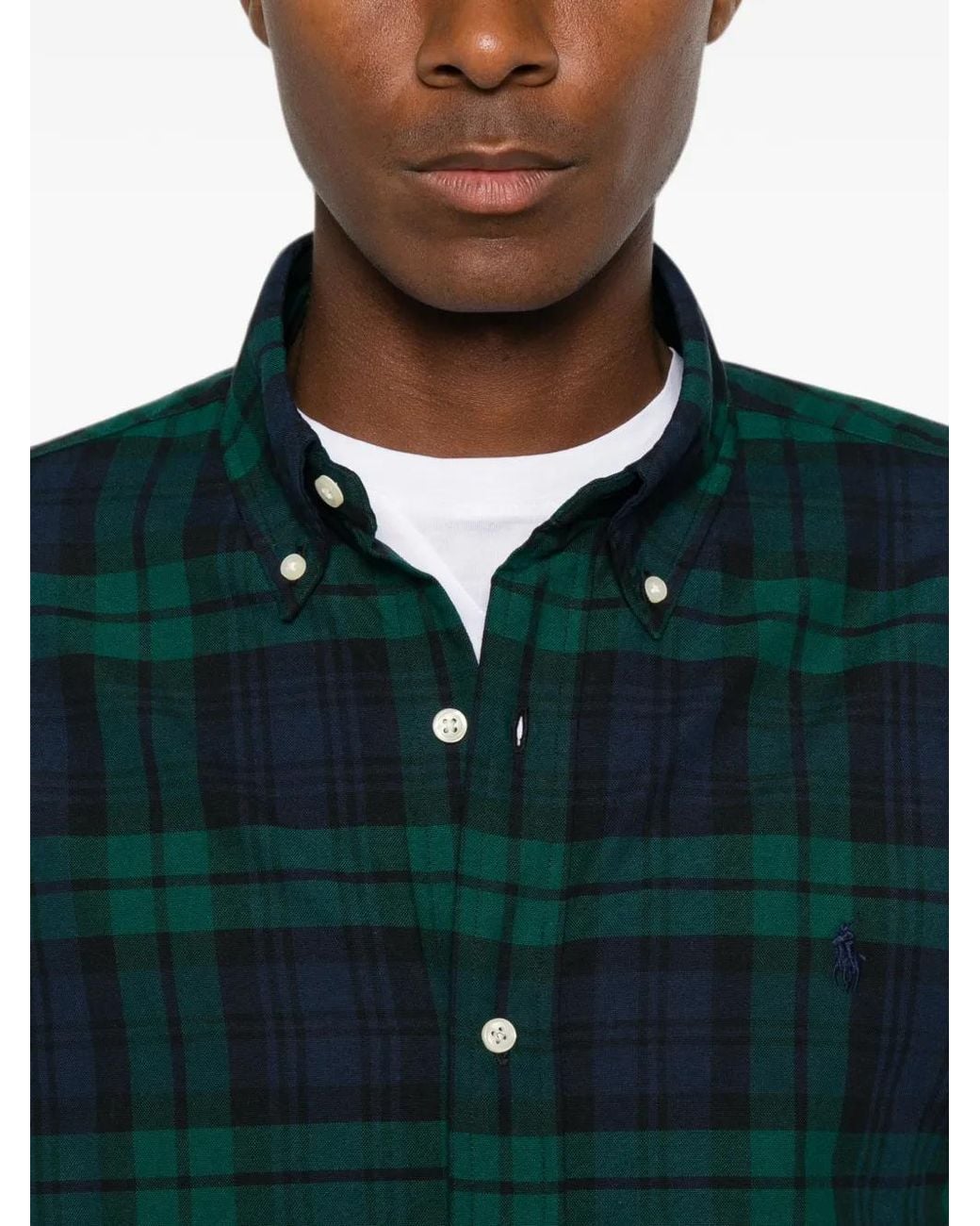 Ralph Lauren Green Tartan-Check Button-Down Shirt for men