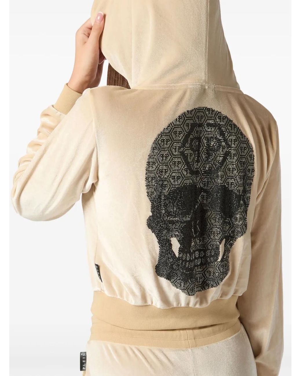 Philipp Plein Natural Strass Skull Hoodie
