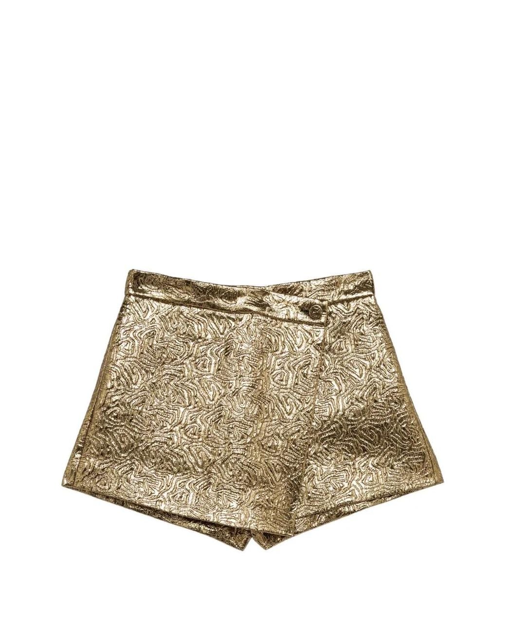 MSGM Natural Brocade-Effect Wrap Shorts