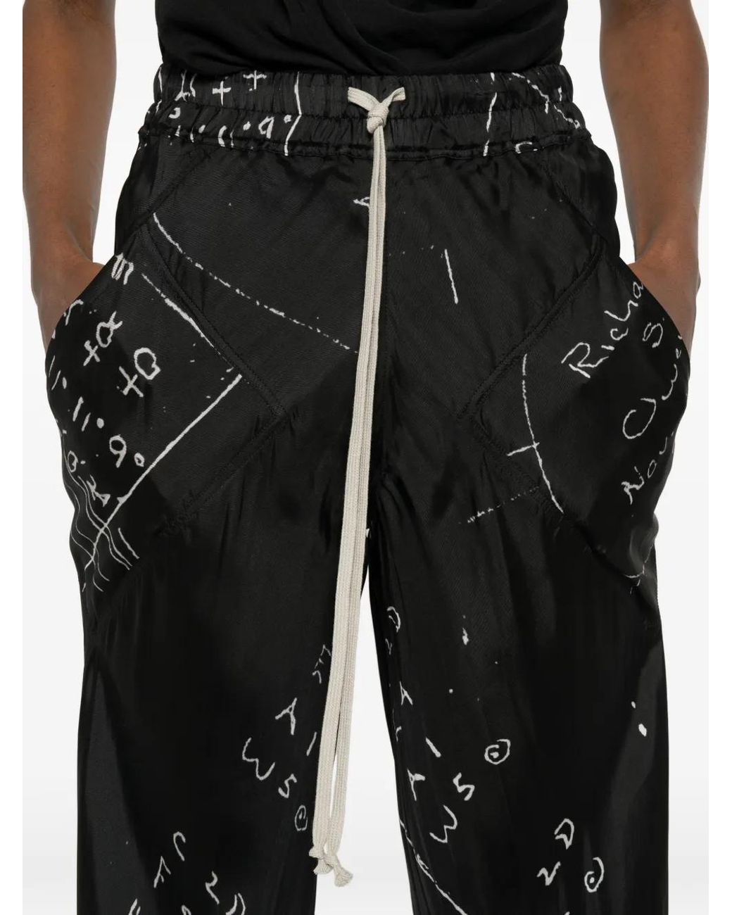 Rick Owens Black Drawstring Bias Trousers