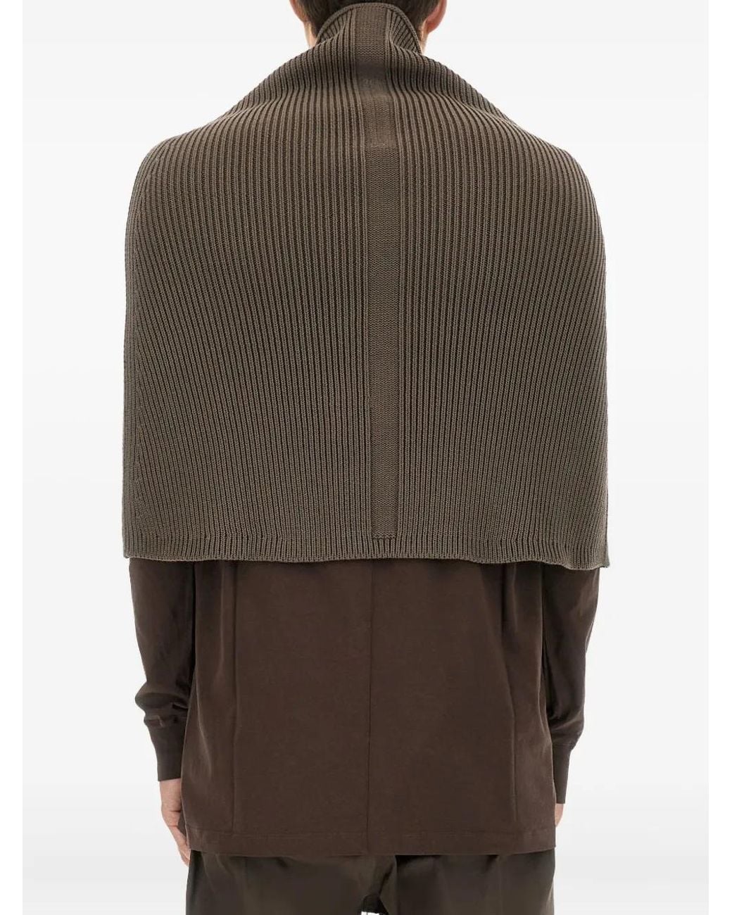 Rick Owens Brown Ribbed Scarf for men