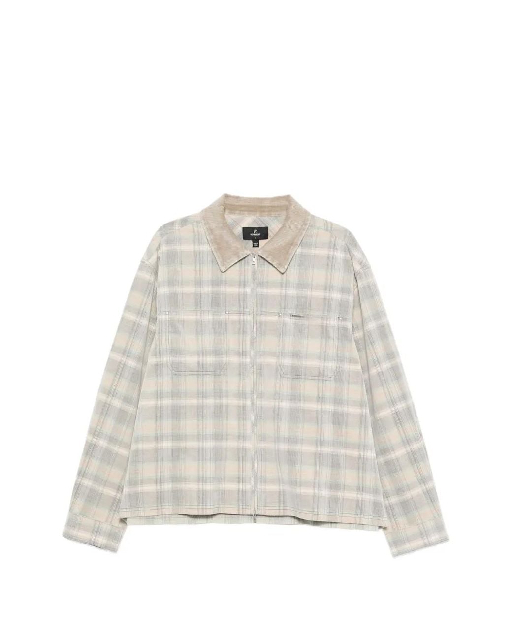 Represent White Plaid Corduroy-Collar Overshirt for men