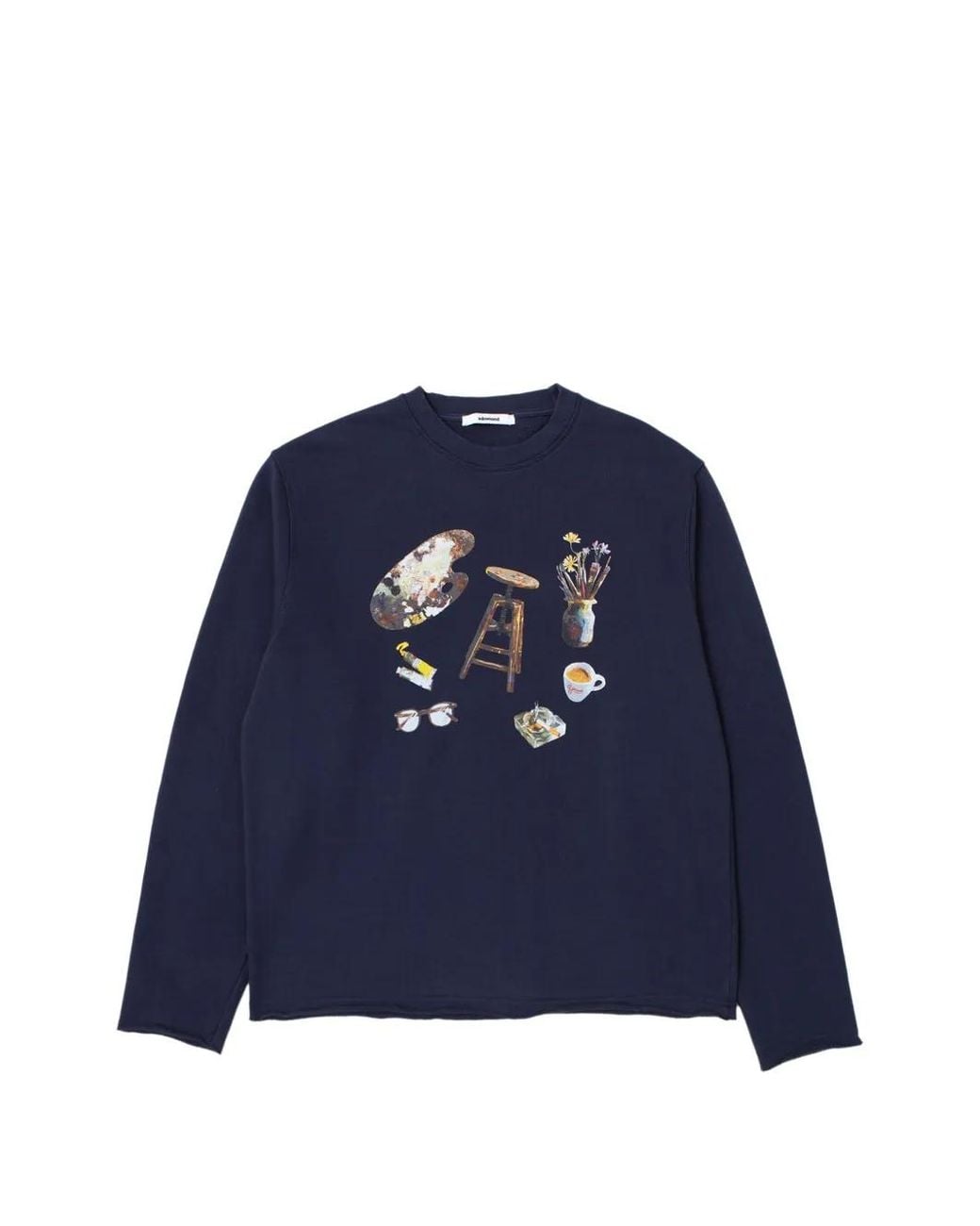 Edmmond Studios Blue Still Graphic-Print Raw-Edge Sweatshirt for men