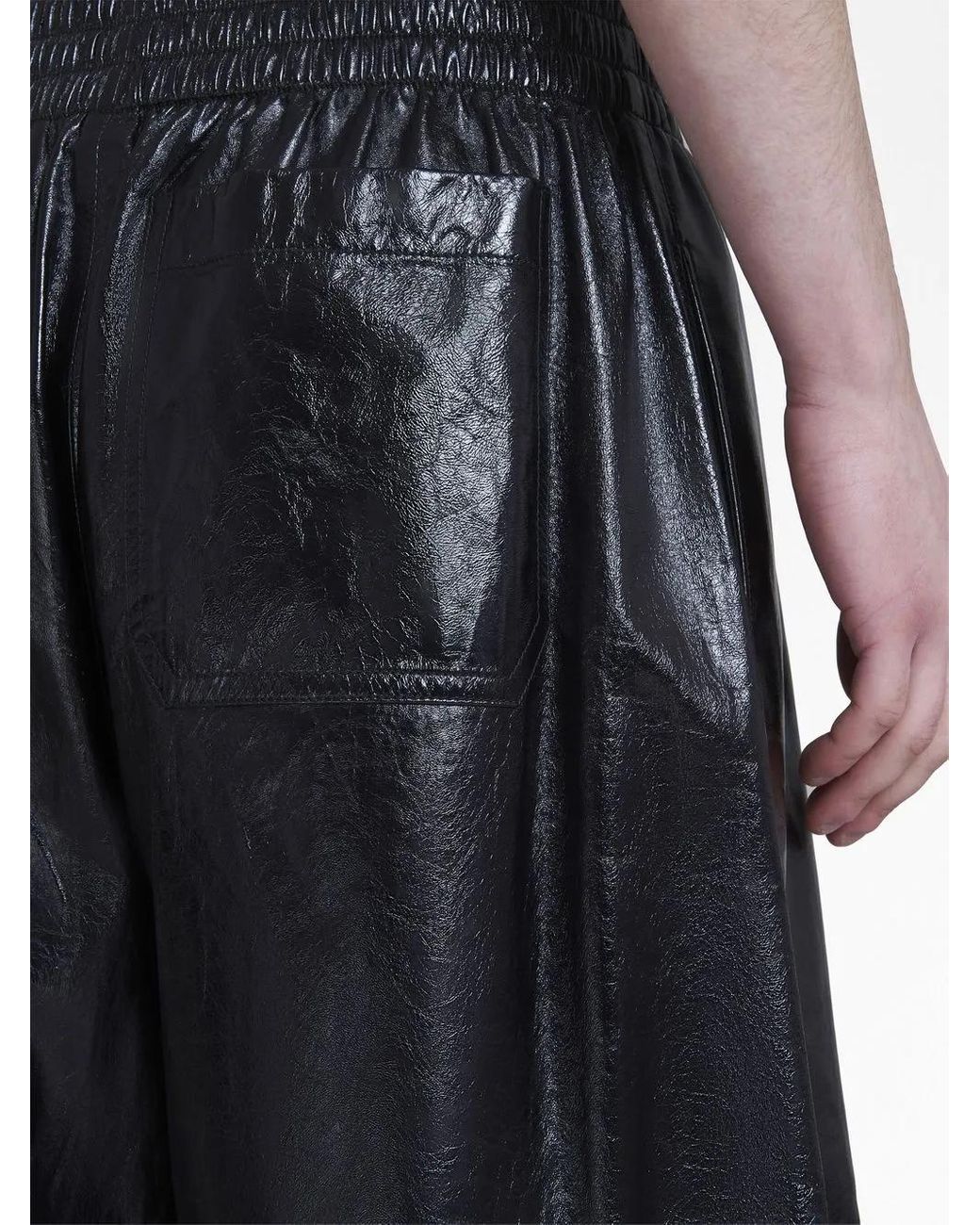 Marni Black Elasticated-Waist Leather Shorts for men