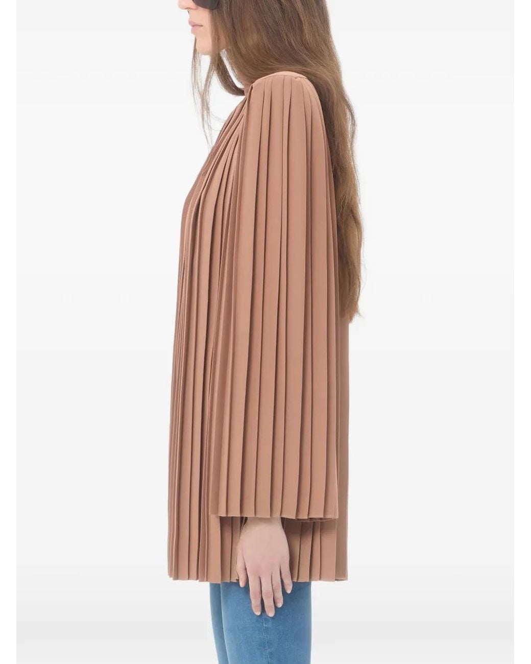 Valentino Garavani Brown Cady Couture Pleated Top