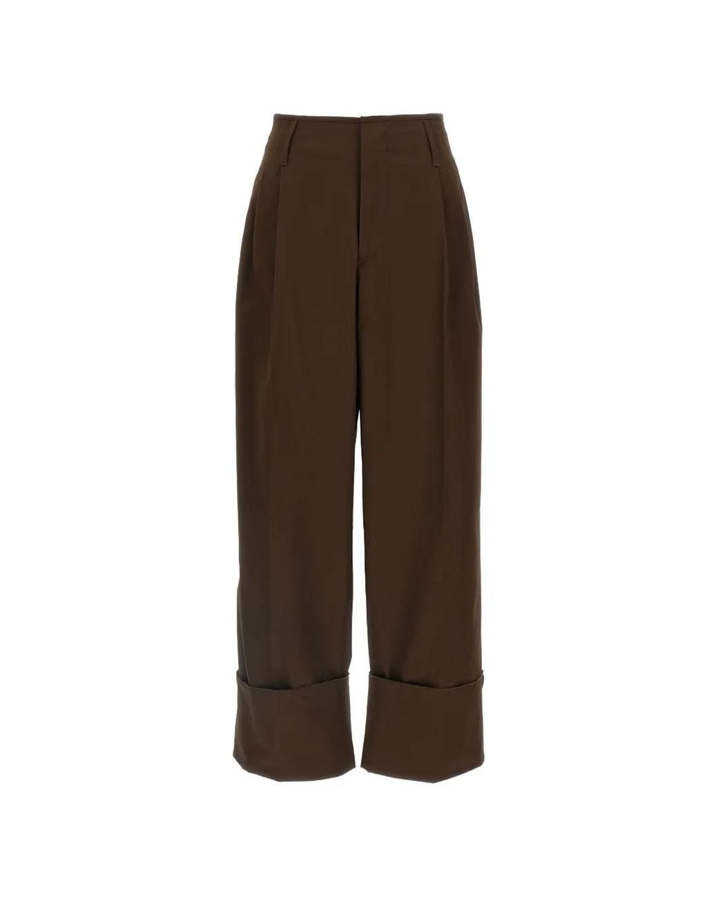 DARKPARK Brown Diana Belt-Loop Turn-Up Trousers