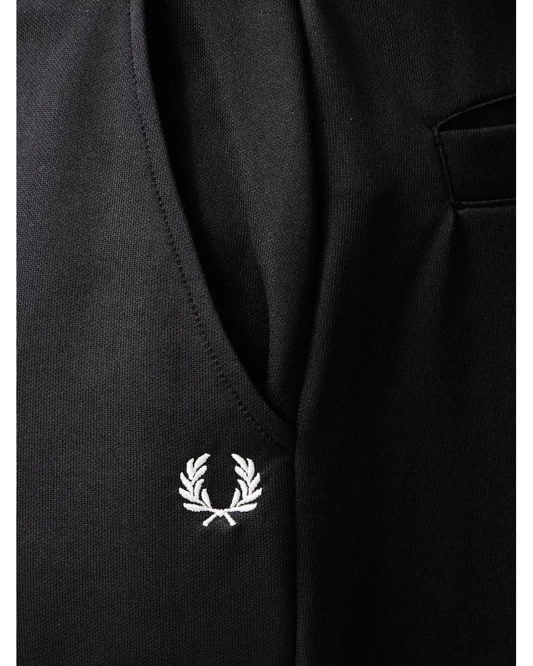 Fred Perry Black Logo-Embroidered Wide-Leg Trousers