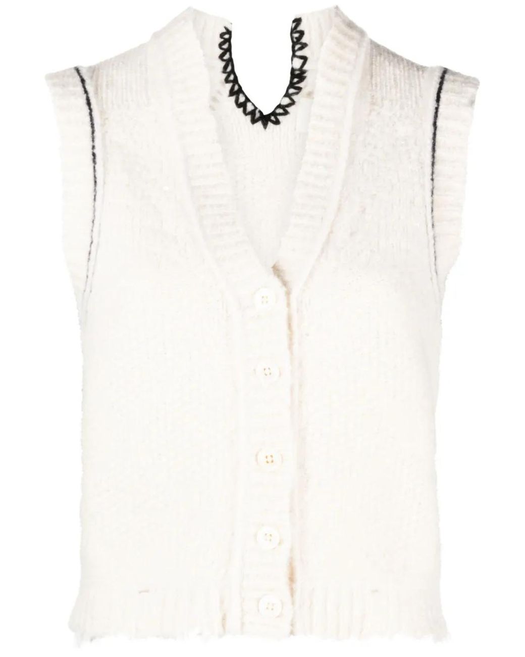 Zadig & Voltaire White Sequin-Embellished Chunky-Knit Vest