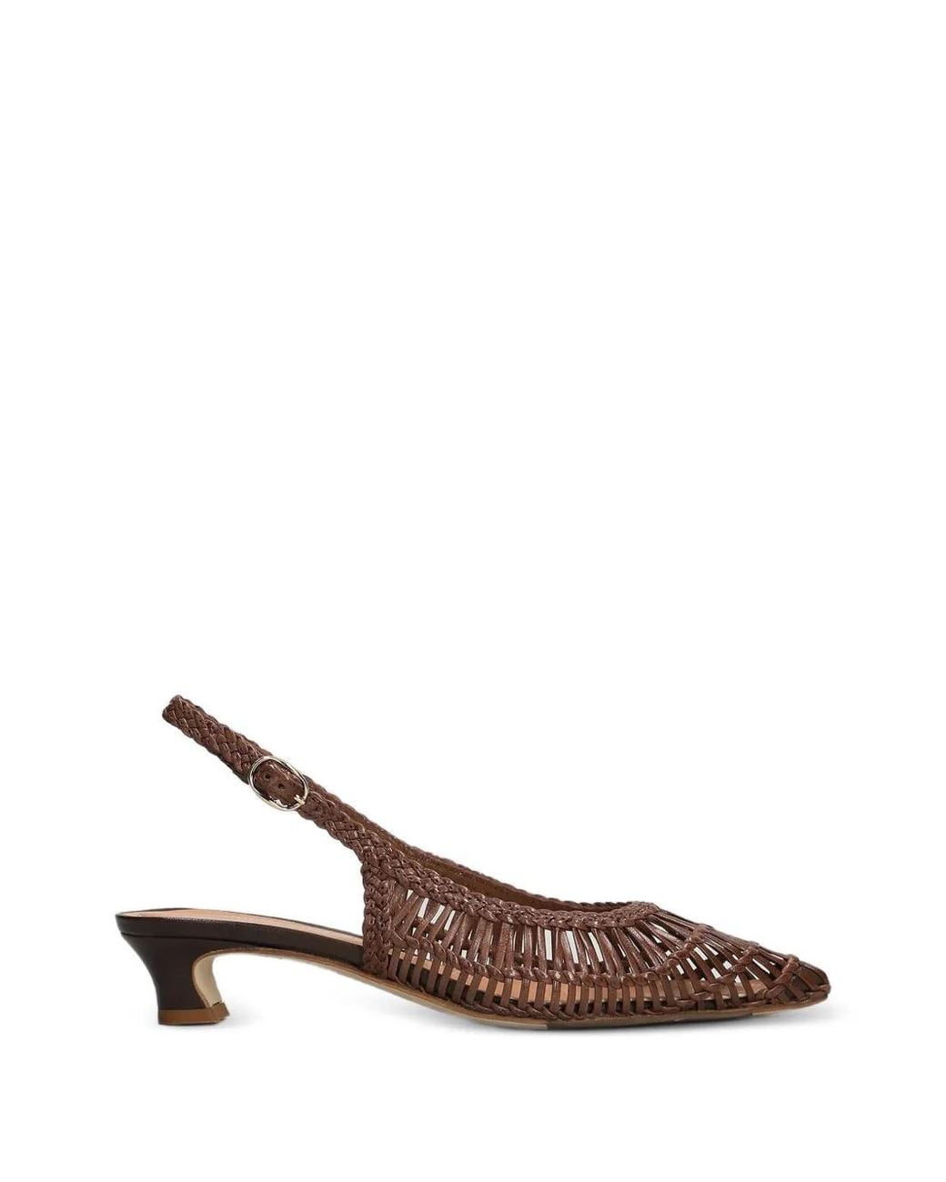 Julie Dee Brown Woven Slingback Pumps