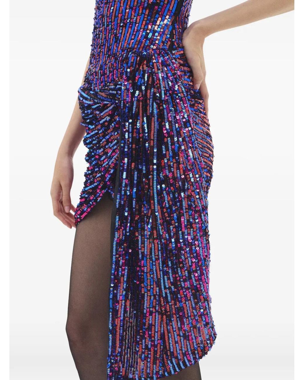 Area Purple Sequin-Embellished Mini Dress