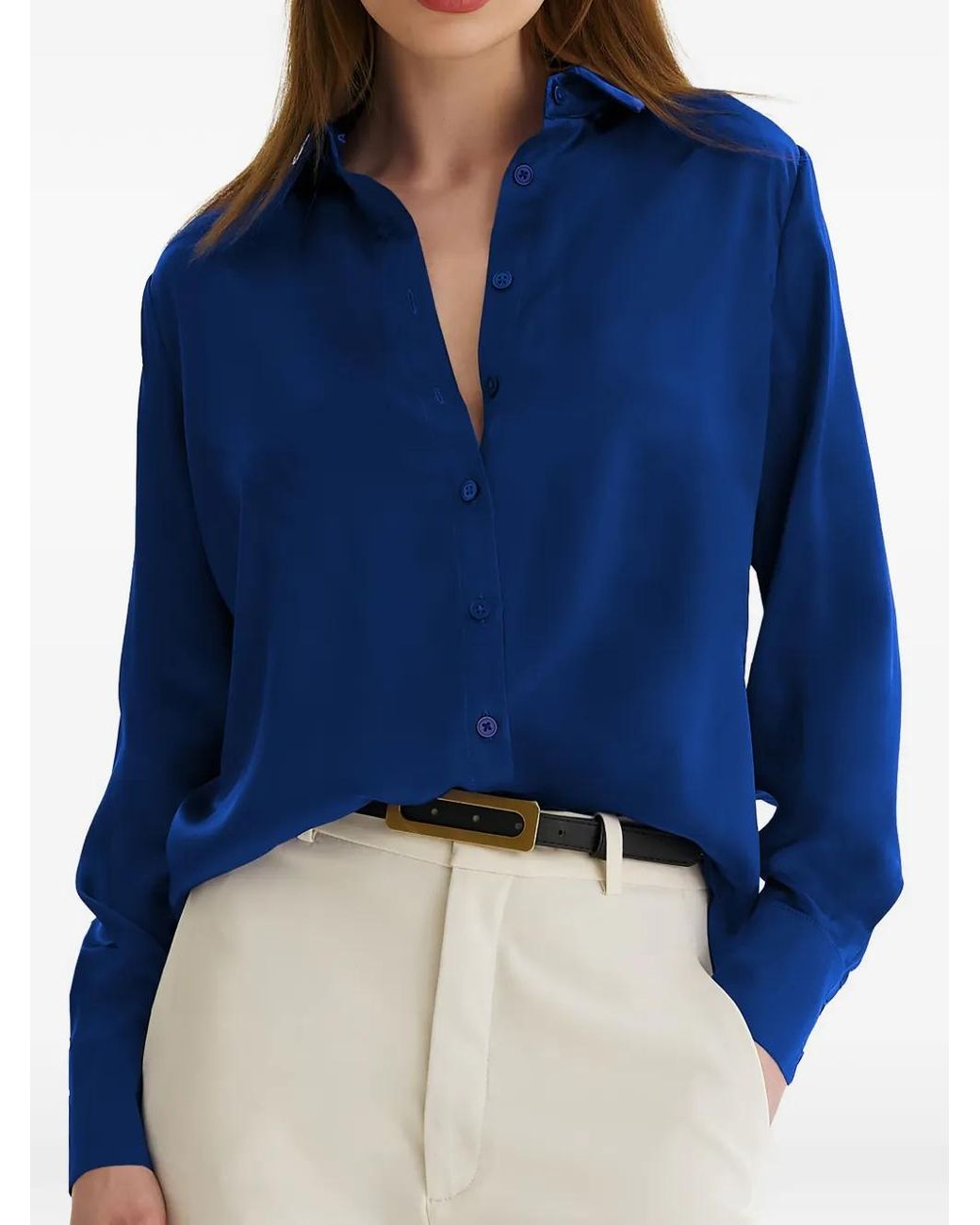 Framboise Blue Chemise Fremont En Soie