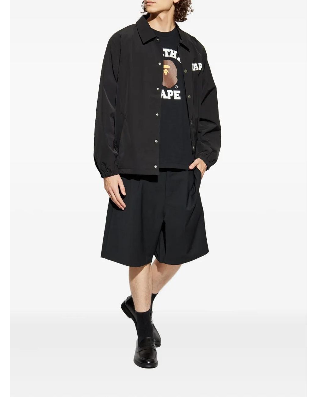 A Bathing Ape Black College Coach Logo Jacket for men