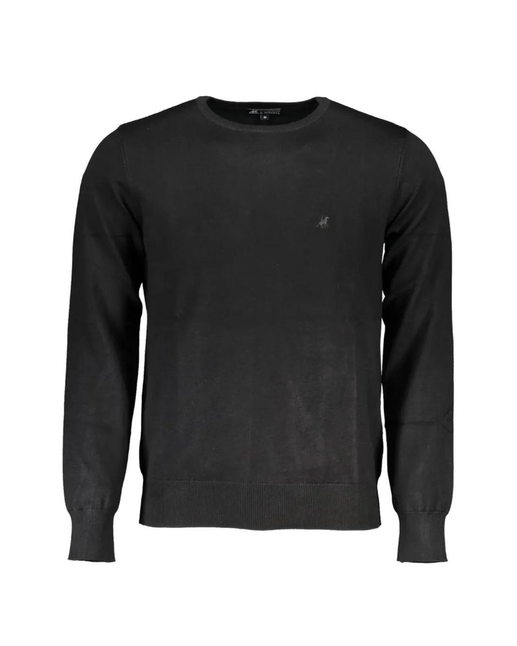 U.S. Grand Black Logo-Embroidered Cotton Sweater for men
