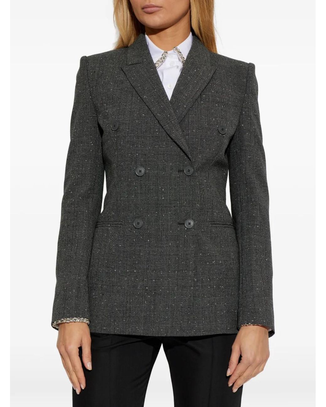 McQueen Black Veste En Laine À Boutonnière Croisée