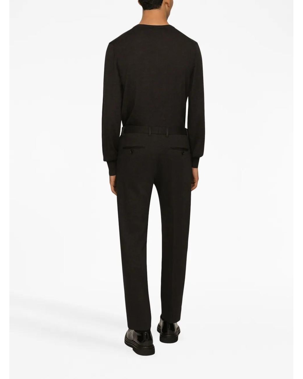 Dolce & Gabbana Black Pressed-Crease Tailored Trousers for men