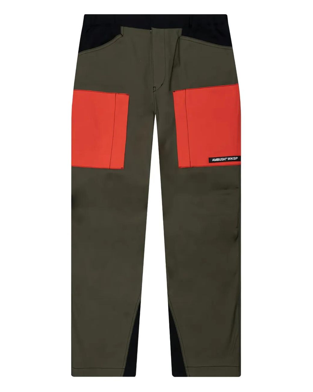 Ambush Red Panelled Cargo Trousers for men