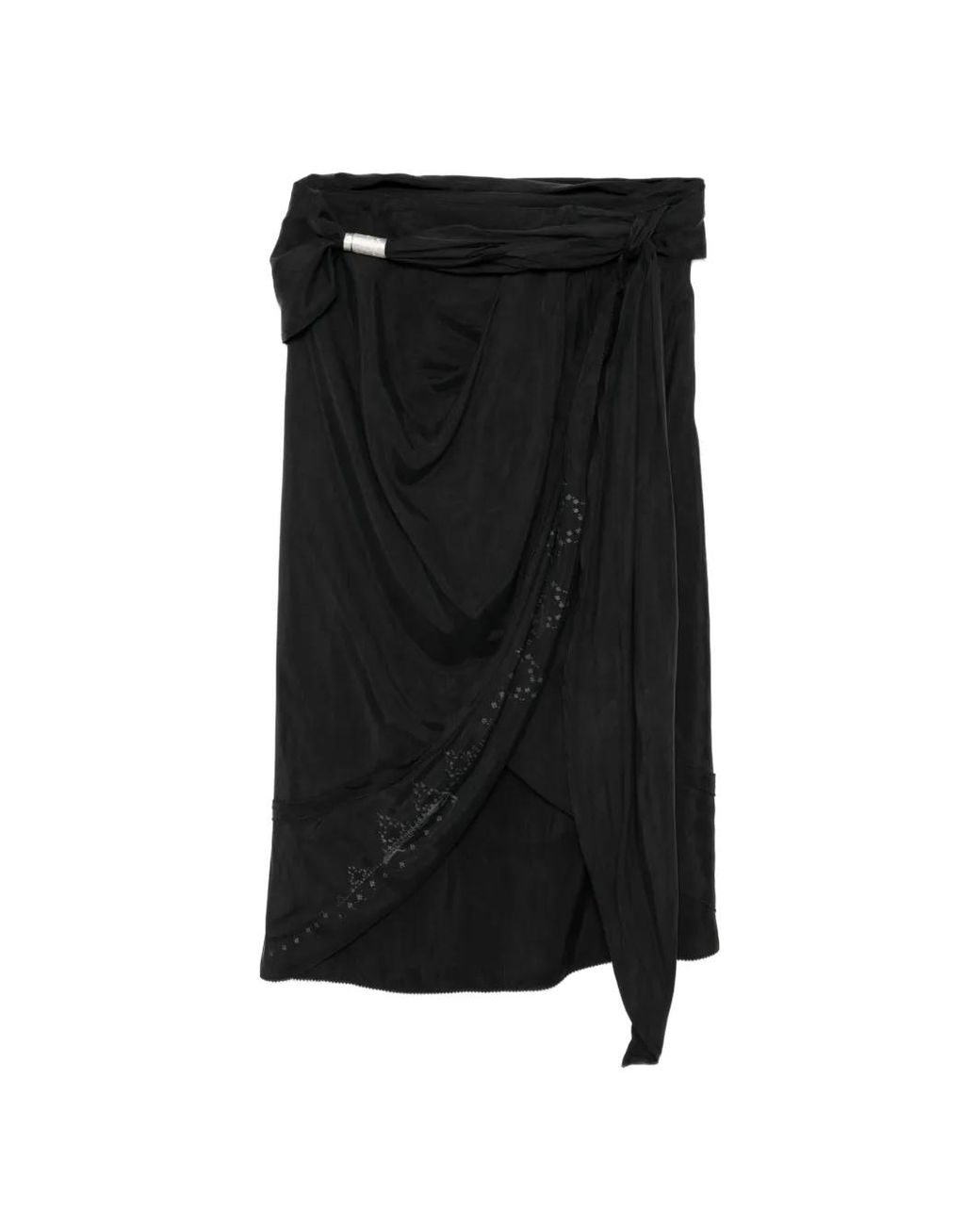 Hyein Seo Black Draped Midi Skirt
