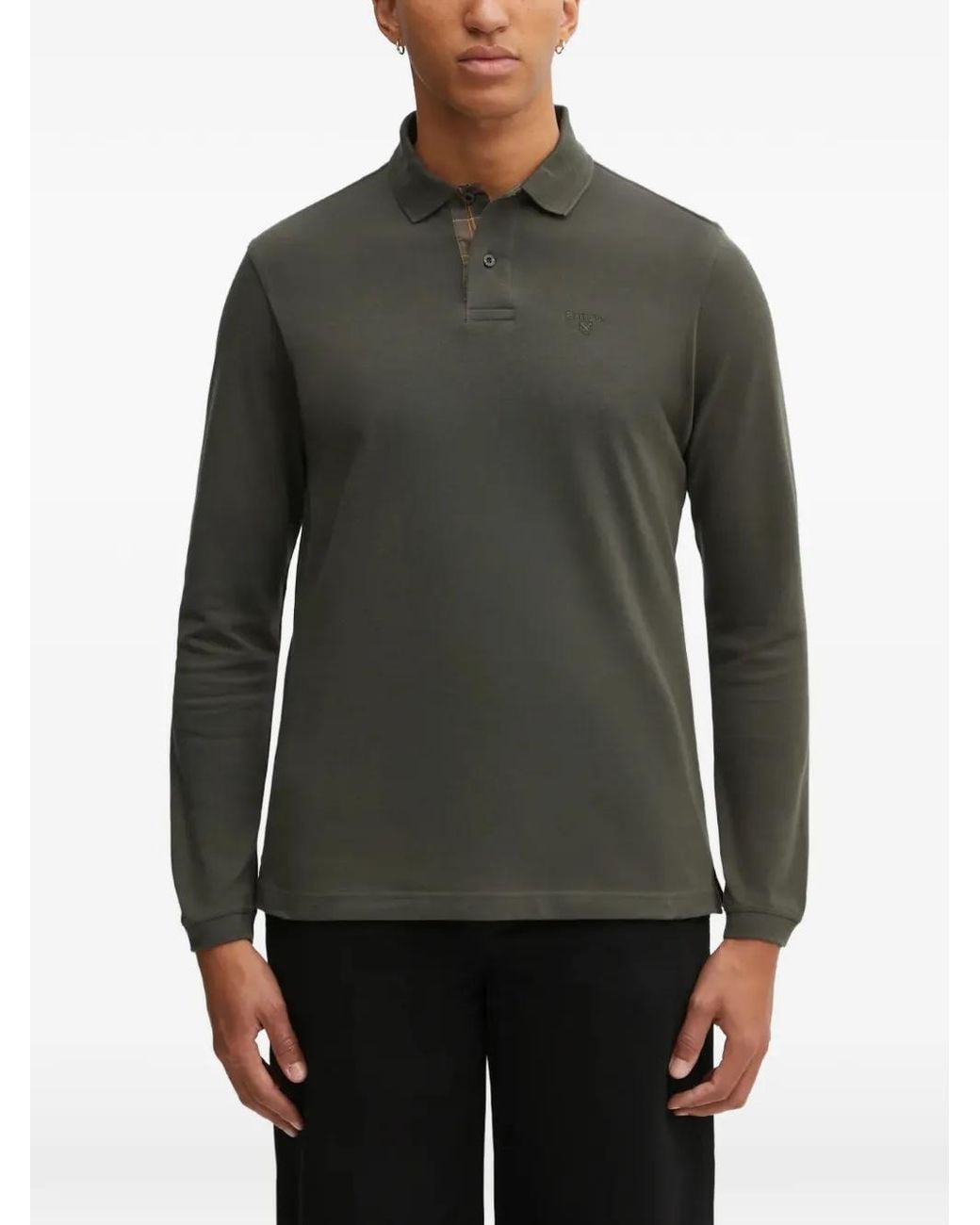 Barbour Gray Long-Sleeved Polo Shirt for men
