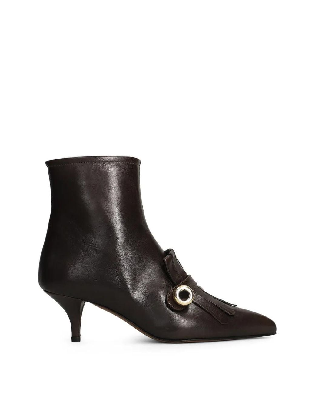Roberto Festa Black Fringe-Detail Leather Ankle Boots
