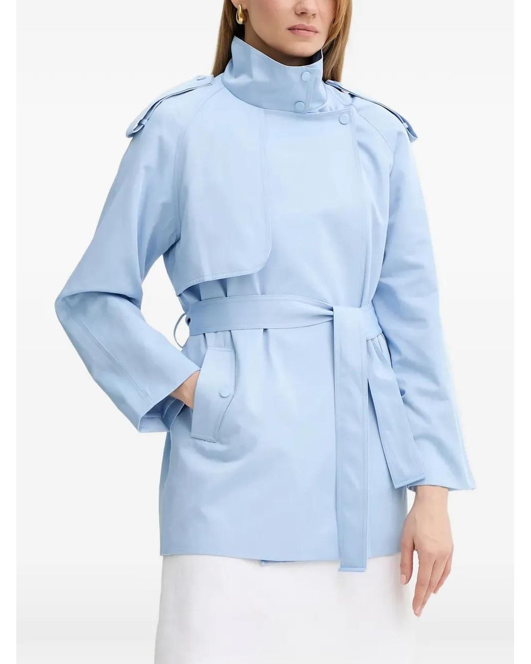 Morgan Blue Belted Asymmetric Coat