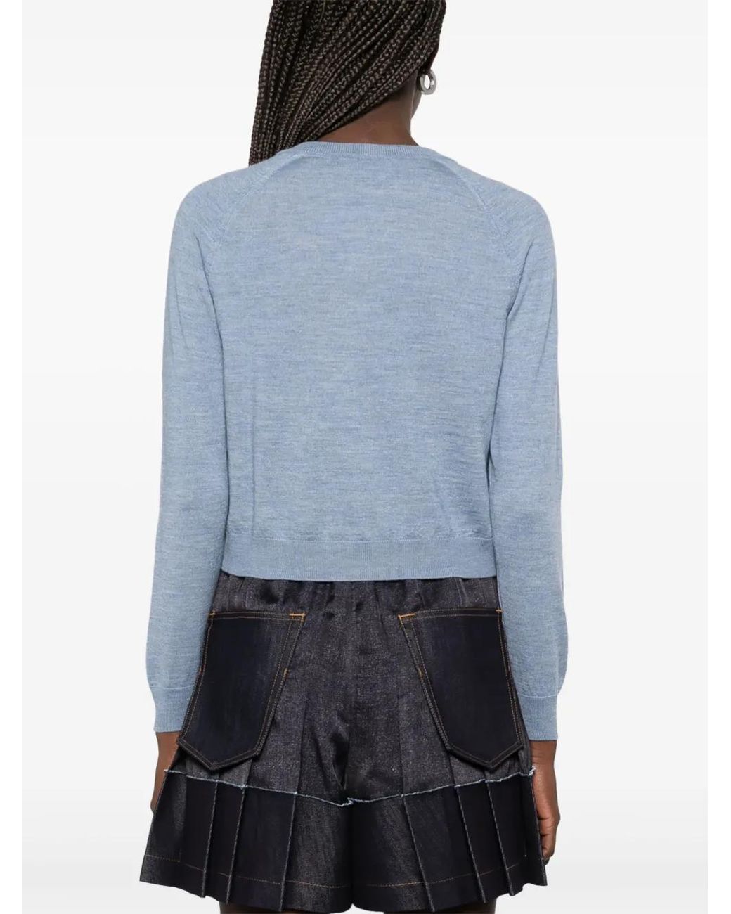 Moschino Blue Crew-Neck Cardigan
