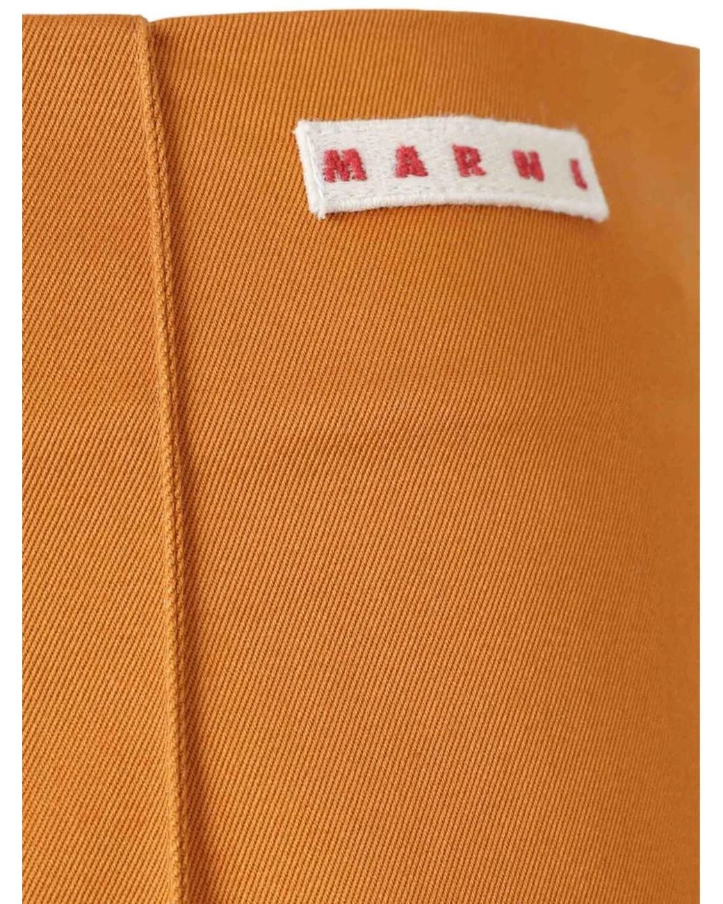 Marni Orange Logo-Patch Pressed-Crease Trousers
