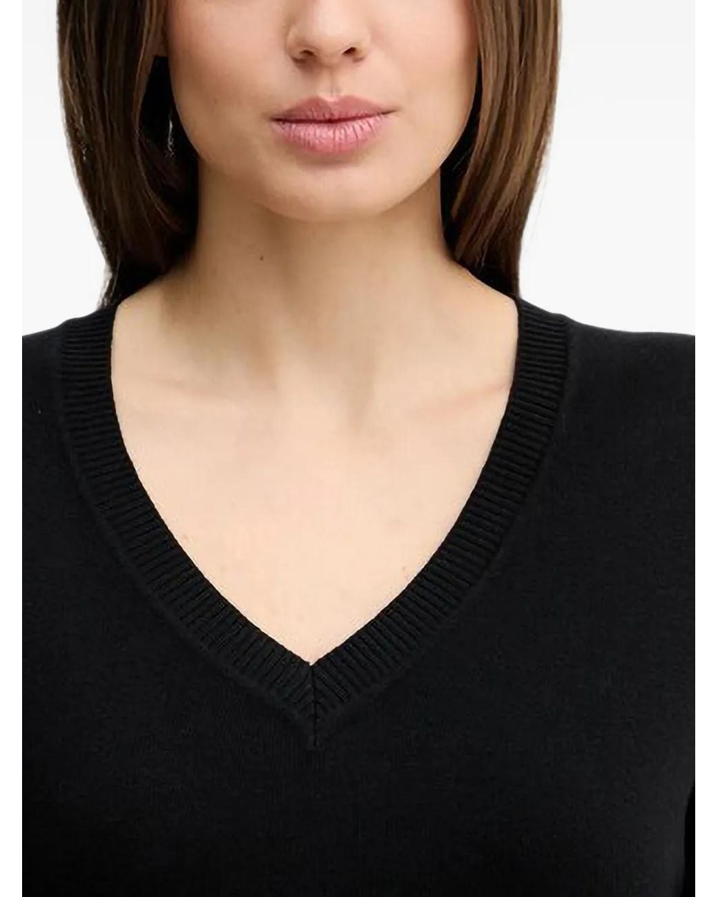 Benetton Black Long-Sleeve V-Neck Top