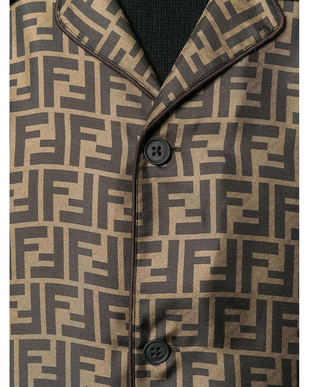 Fendi Silk Logo Print Shirt in Brown for Men - Save 17% | Lyst