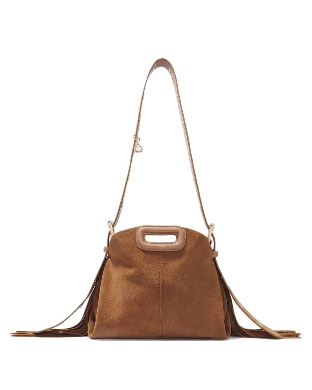 Maje Brown Miss M Mini Suede Bag