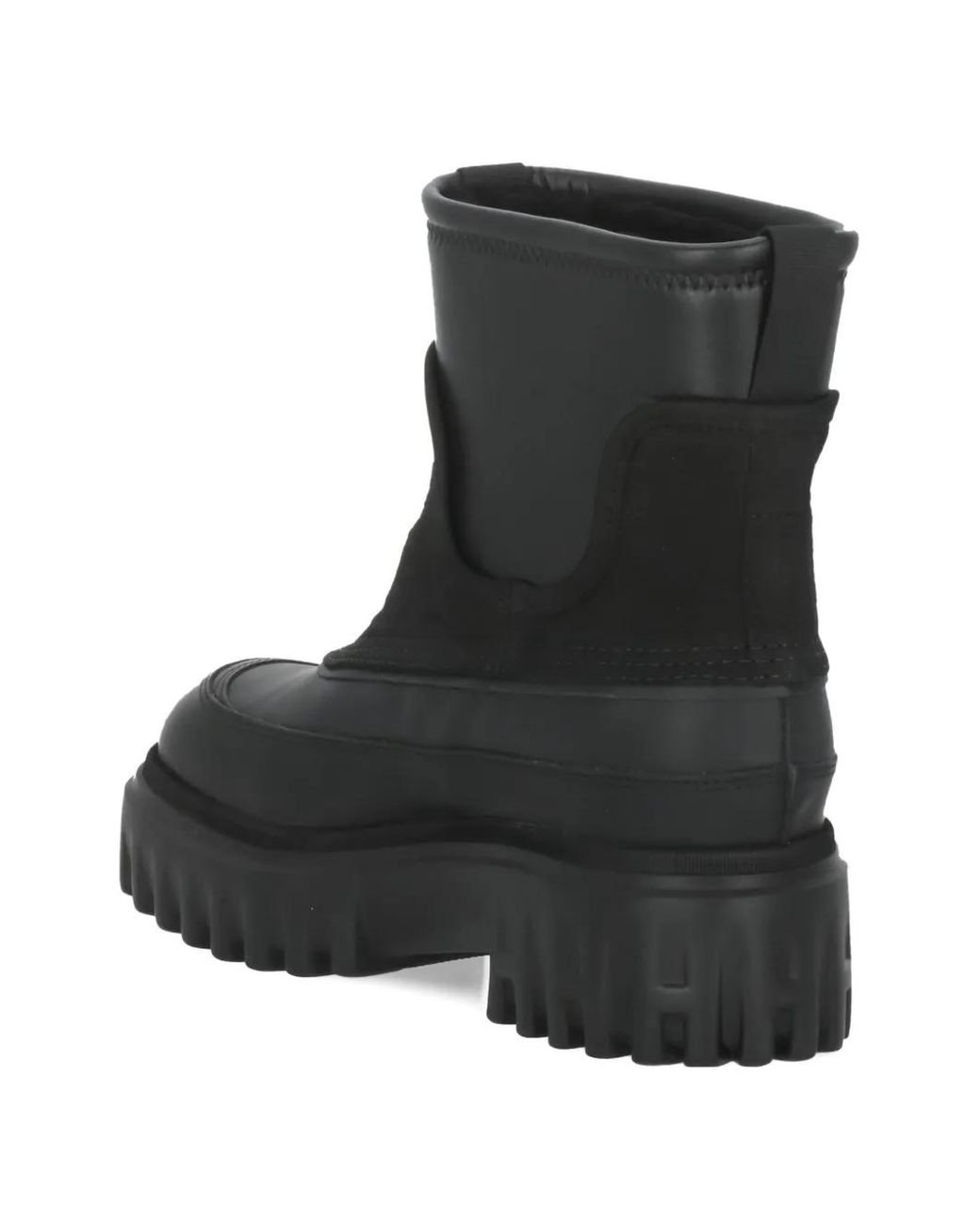 Hogan Black Embossed Logo Raised Sole Boots