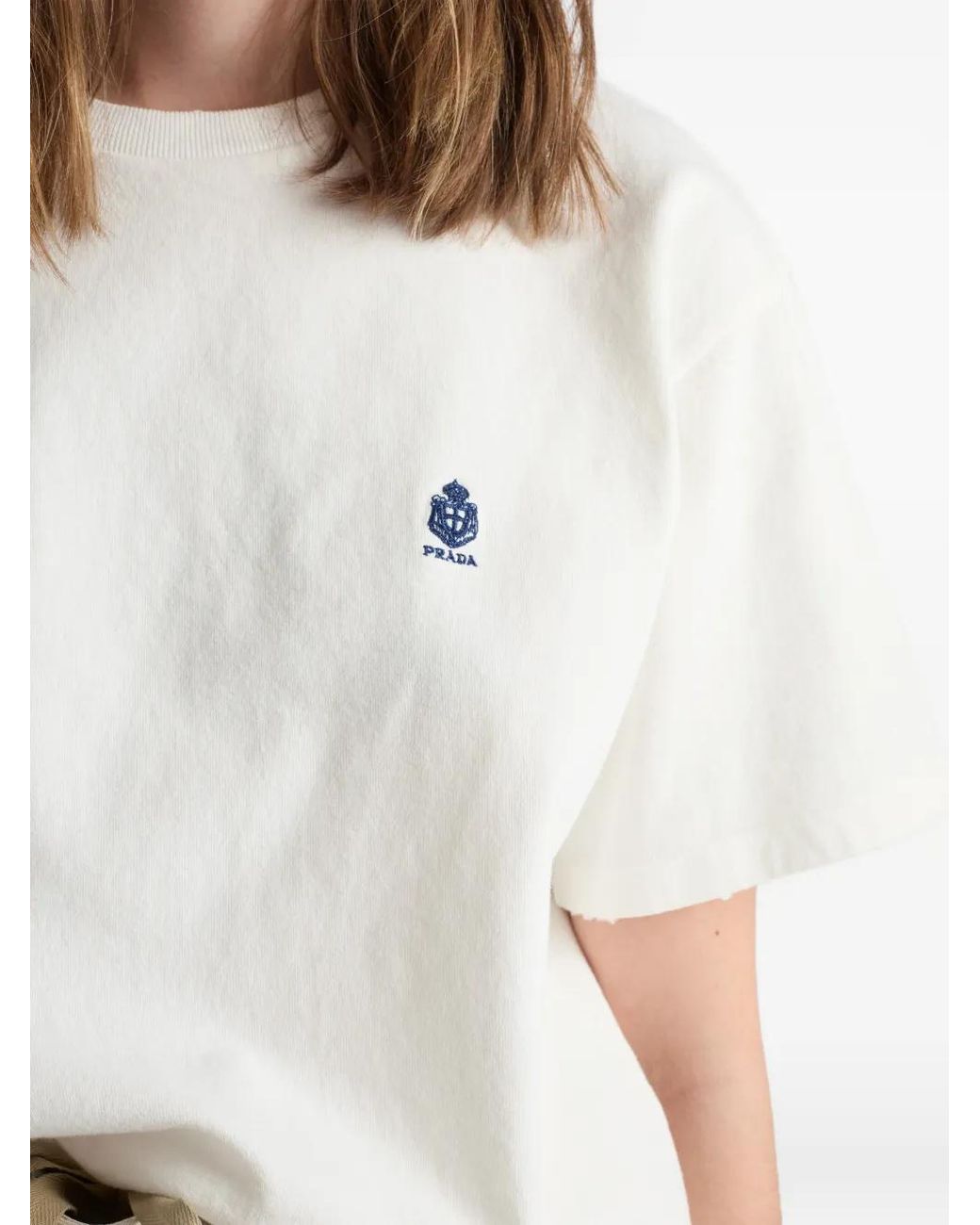 Prada White Garment-Dyed Jersey T-Shirt