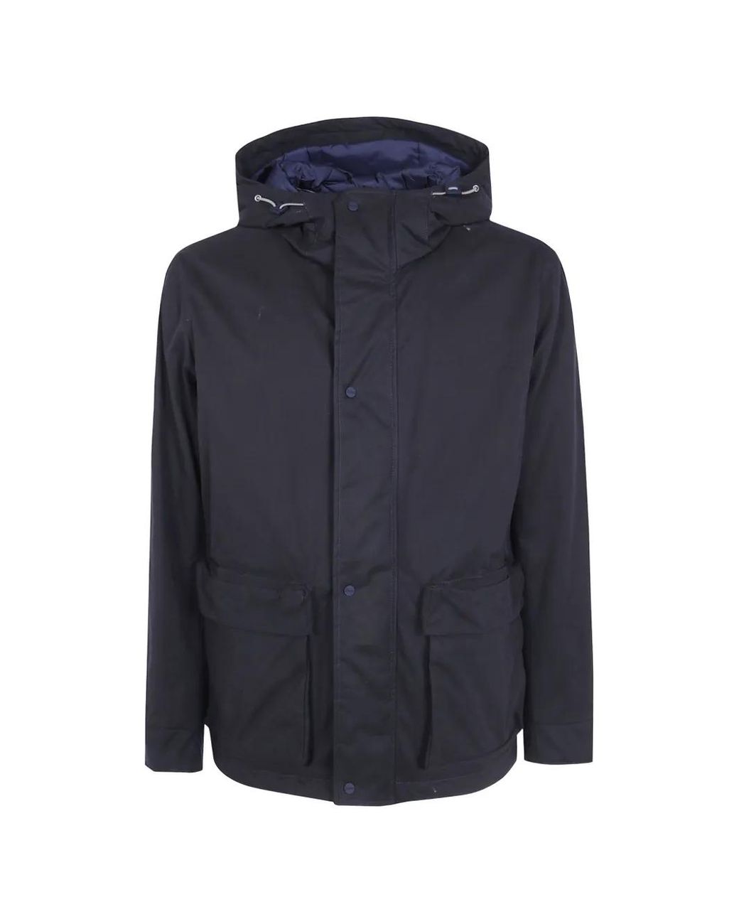 Herno Blue Hooded Cotton Jacket for men