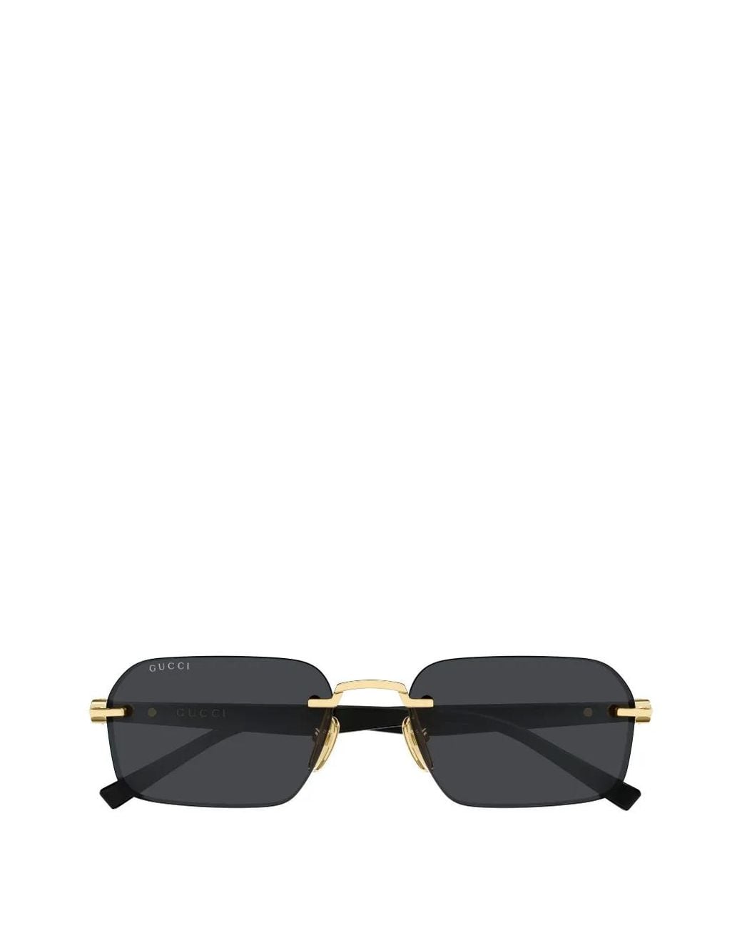 Gucci Black Rimless Rectangle-Frame Sunglasses for men