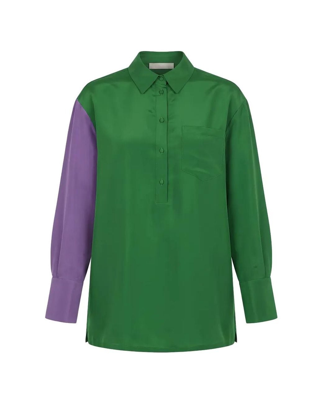 Valentino Garavani Green Robe-Chemise Courte Colour Block