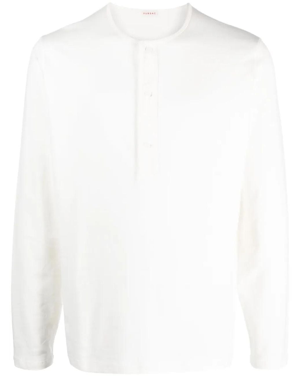 Fursac White Button-Up Cotton Sweatshirt for men