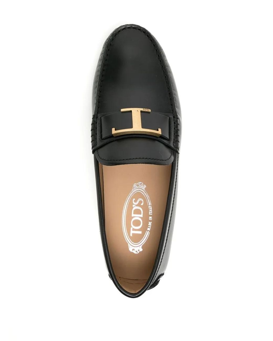 Tod's Black Logo-Plaque Leather Loafers for men