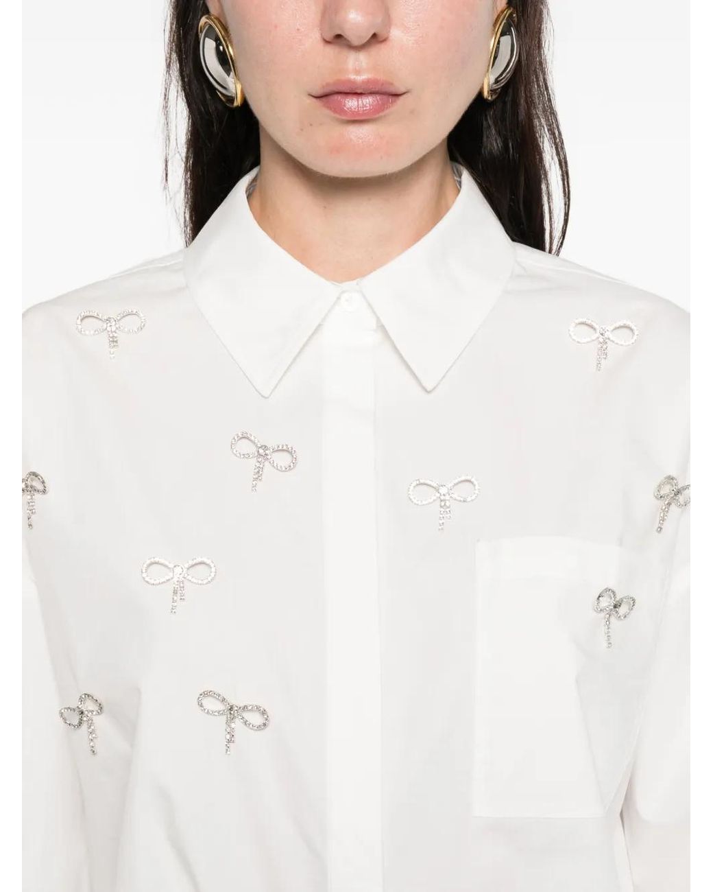 Maje White Bow Jewel Shirt
