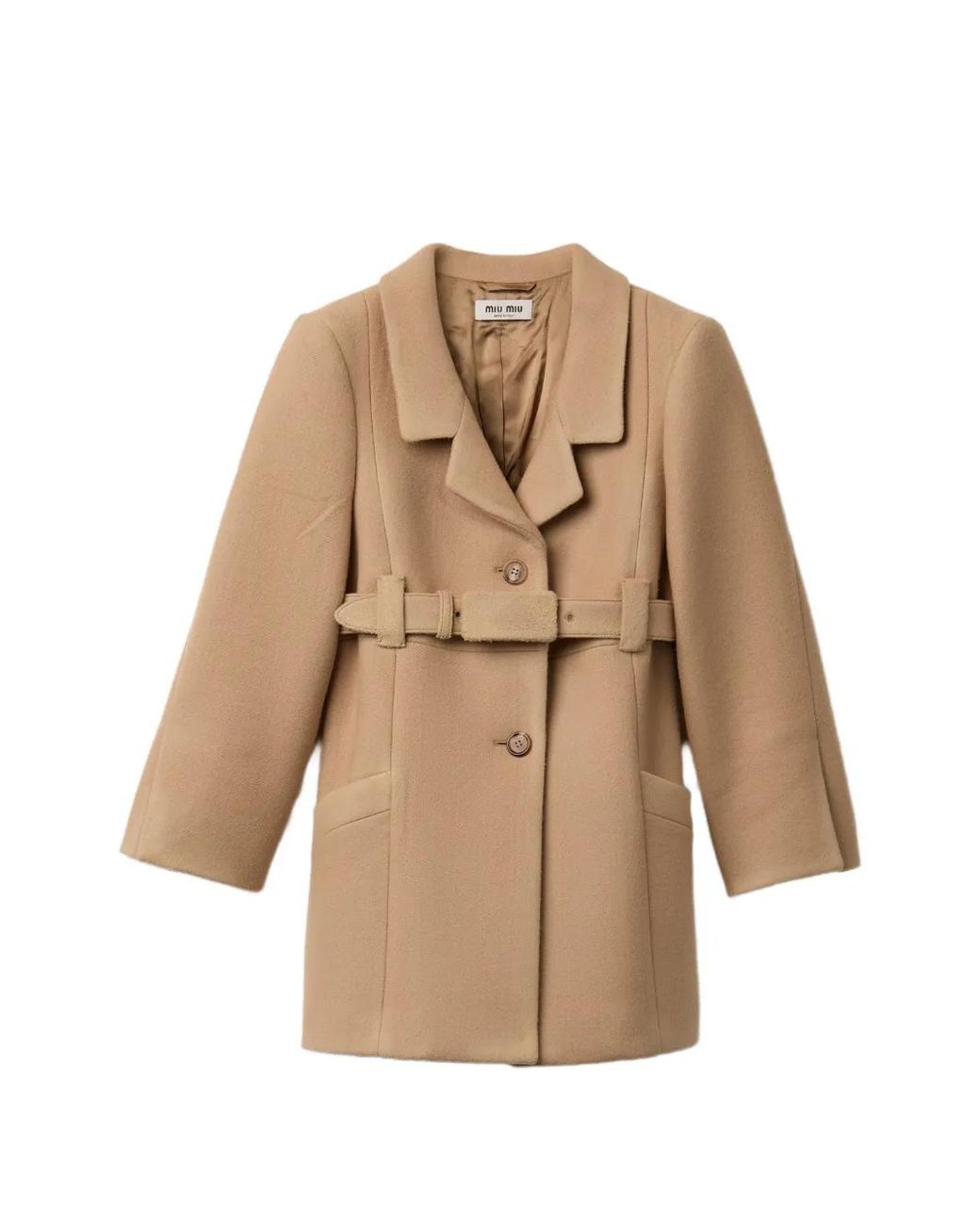Miu Miu Natural Manteau Réversible À Boutonnage Simple