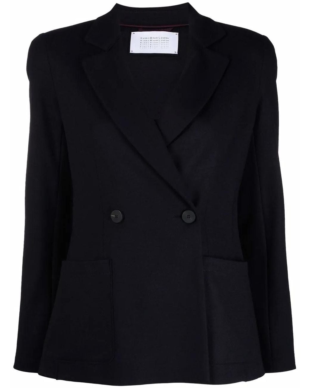 Harris Wharf London Black Double-Breasted Virgin Wool Blazer