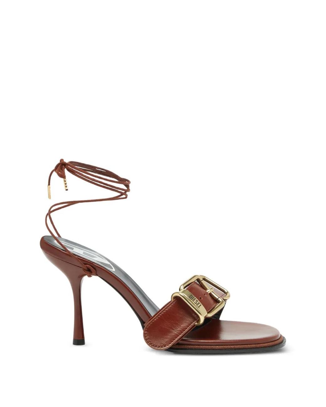 DIESEL Brown D-Cocco Ankle-Wrap Sandals