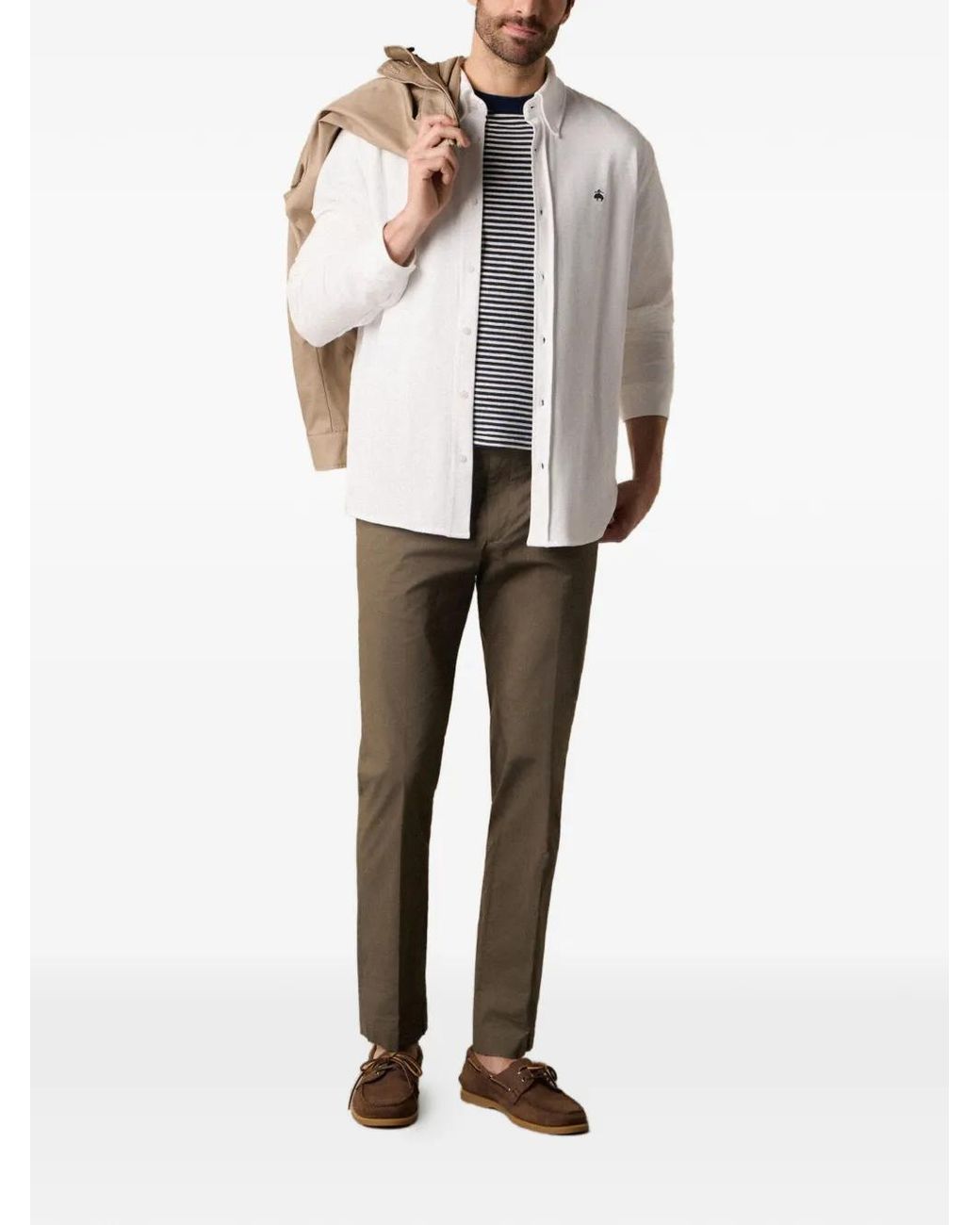 Brooks Brothers White Cotton Chinos for men