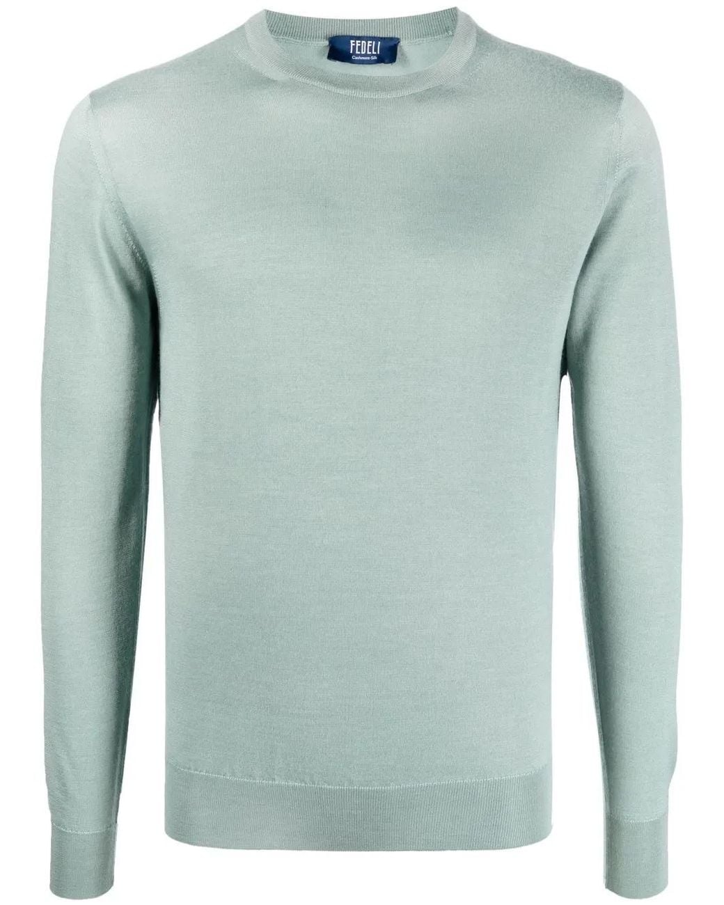 Fedeli Blue Crew Neck Jumper for men