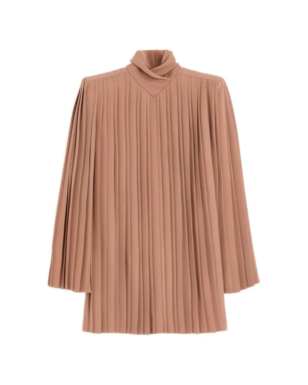 Valentino Garavani Brown Cady Couture Pleated Top