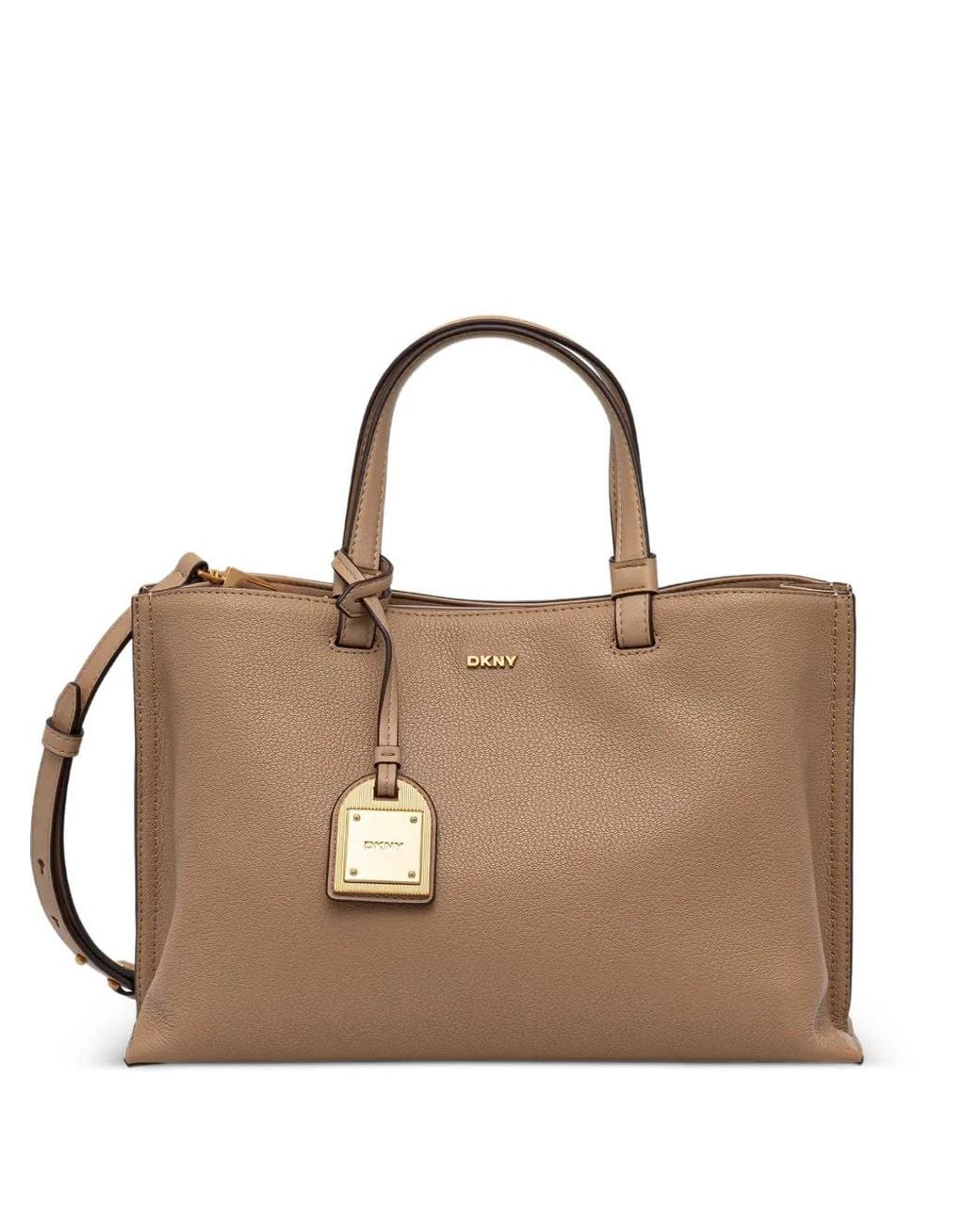 DKNY Brown Alya Logo-Plaque Tote Bag