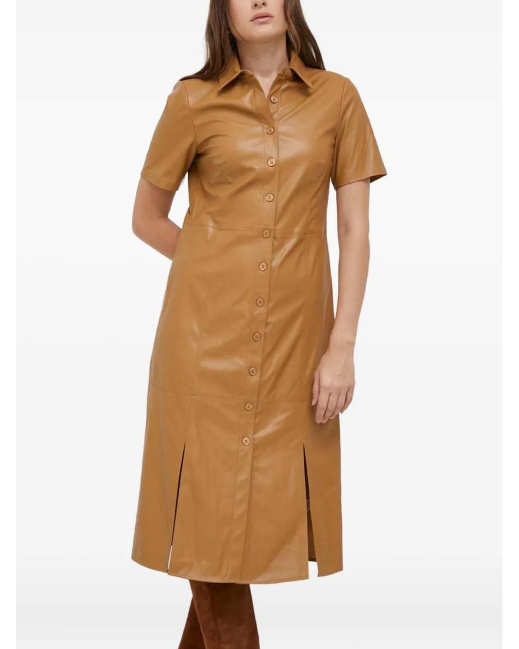 DKNY Brown Short-Sleeved Midi Dress