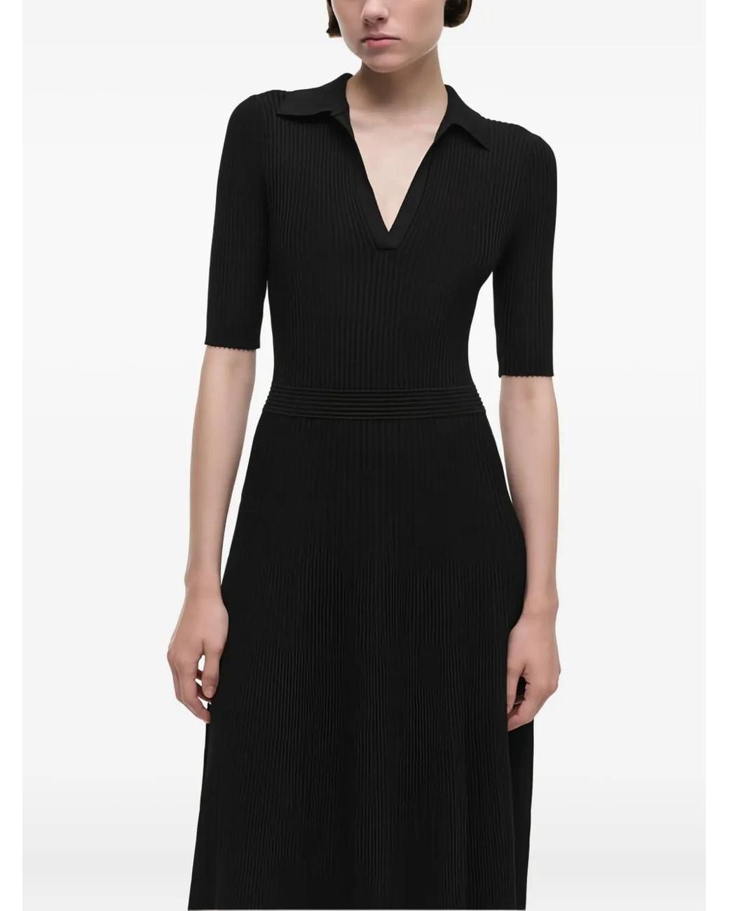 Jonathan Simkhai Black Pati Polo-Collar Midi Dress