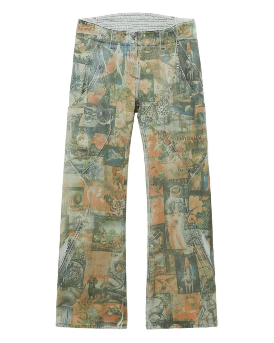Kiko Kostadinov Green Zip Printed Jeans