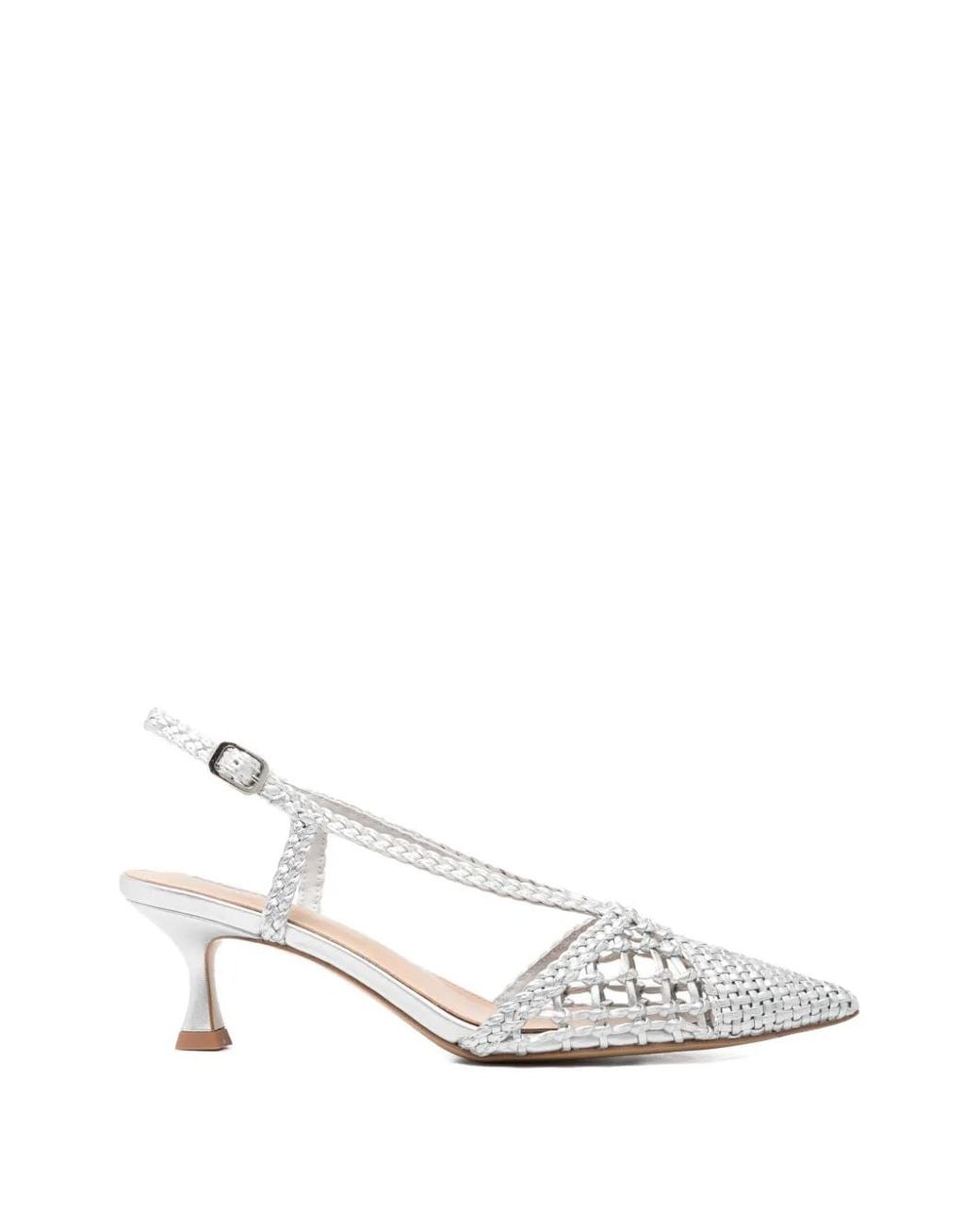 Lola Cruz White Tabata Heeled Pumps