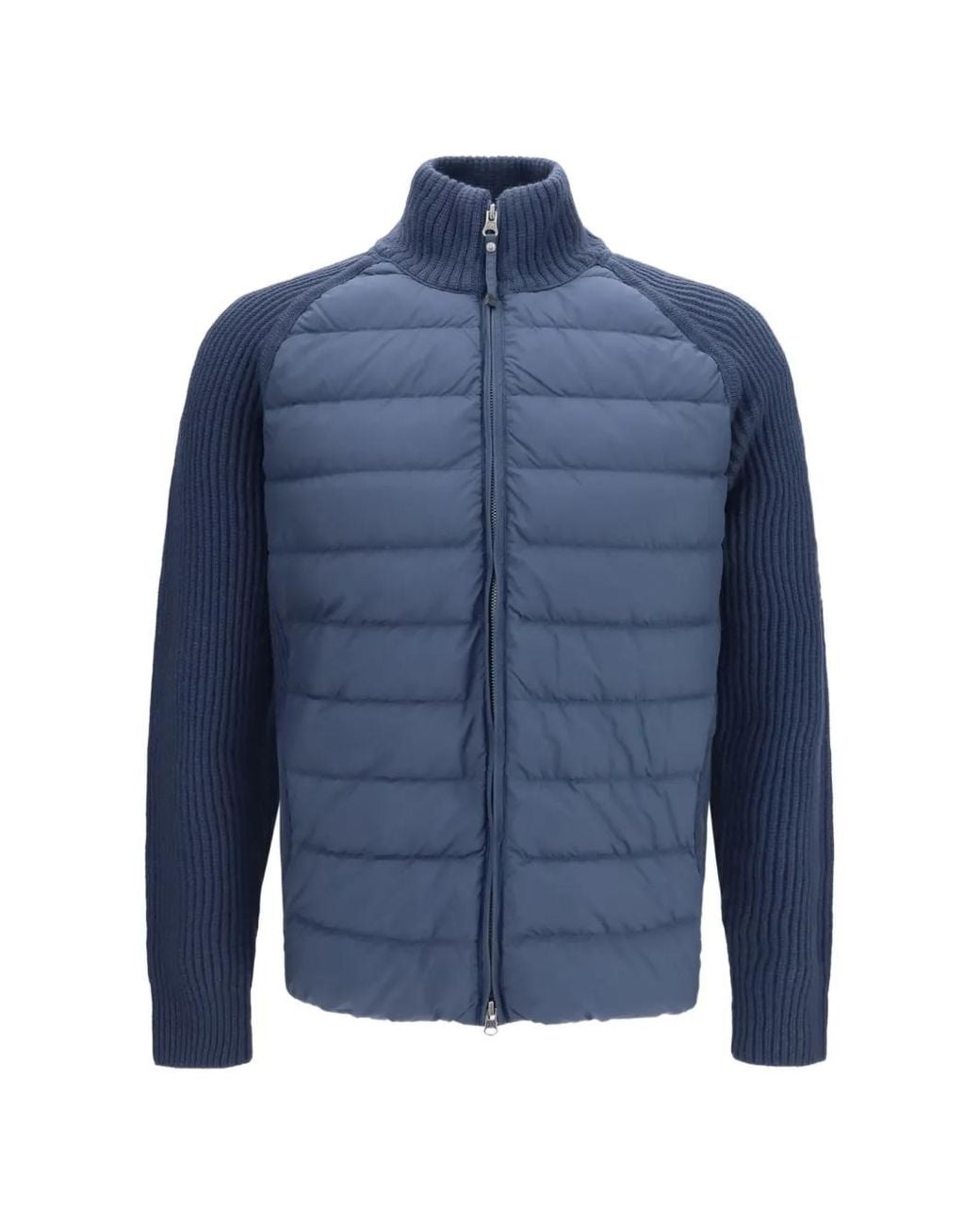 Parajumpers Blue Olmo Quilted Rib-Knit Jacket for men
